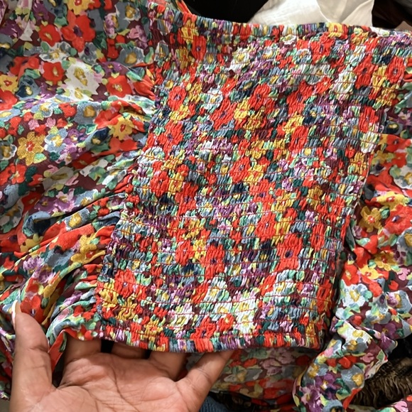 0192 H&M floral skirt top 2 piece outfit with high slit sz L - Picture 9 of 9